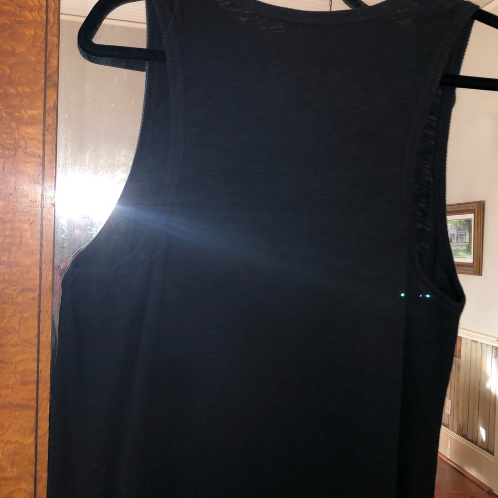 Black T-shirt dress with hi-low raw edge hem - Picture 7 of 8
